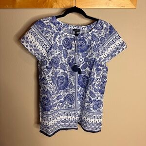 NWT Talbots Blue and White Floral Women's Top